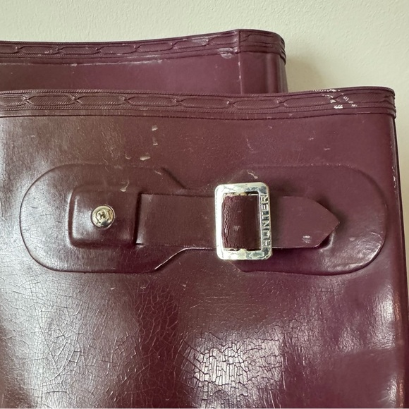 Hunter Original Plum Shiny Gloss Rubber Rain Boots - Picture 8 of 15